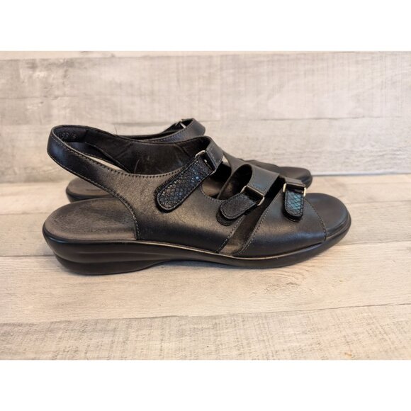 Womens Black SAS Tread Comfort Leather Tabby Slingback Sandals Size 10 - Picture 2 of 5